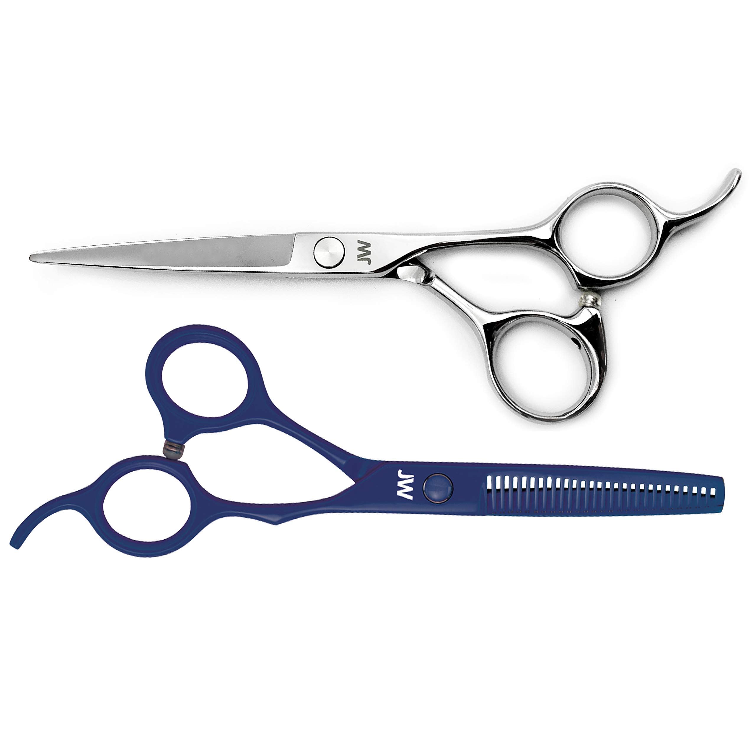 JW CRX Professional Razor Edge Series - Barber Hair Cutting Scissors/Shears - with Fine Adjustment Tension Screw - Stainless Steel W/Thinner & Case