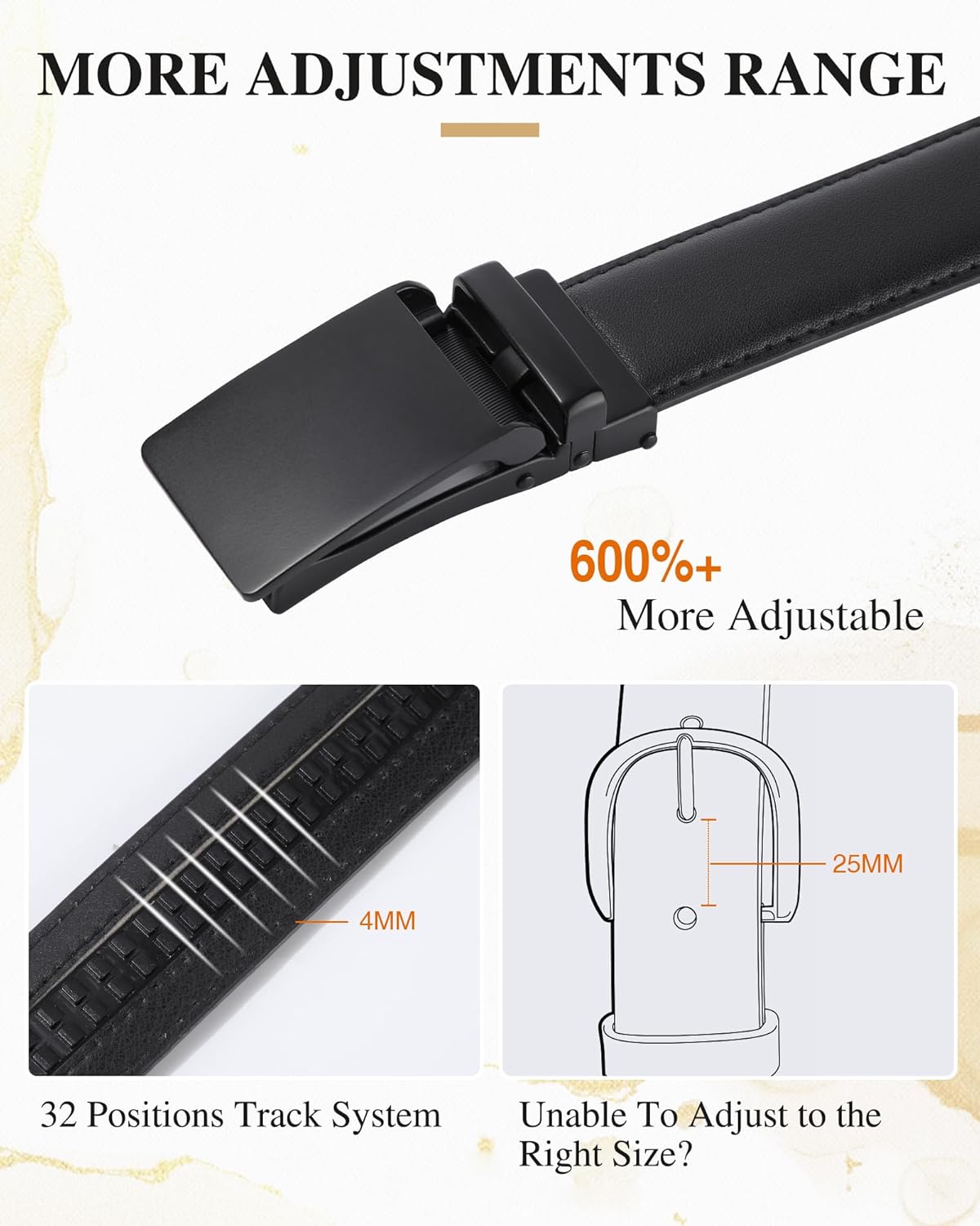 AWAYTR Boys Dress Ratchet Belt - Kid Leather Belt with Metal Buckle for Youth Teen Boys - Image 3