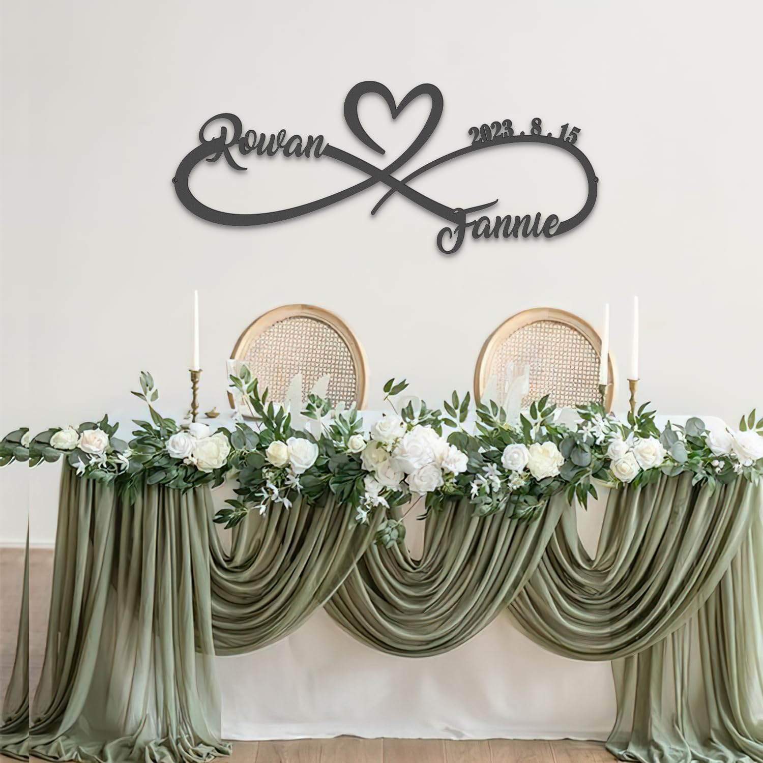 Personalized Anniversary Wedding Gifts for Couples 2025, Customized Metal Infinity Signs with Names & Date, Love Heart Unique Wall Art for Newlyweds Valentines image 3