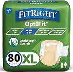 FitRight Ultra Slip d'incontinence adulte, taille moyenne, pour taille 32"-44", boîtier de 80