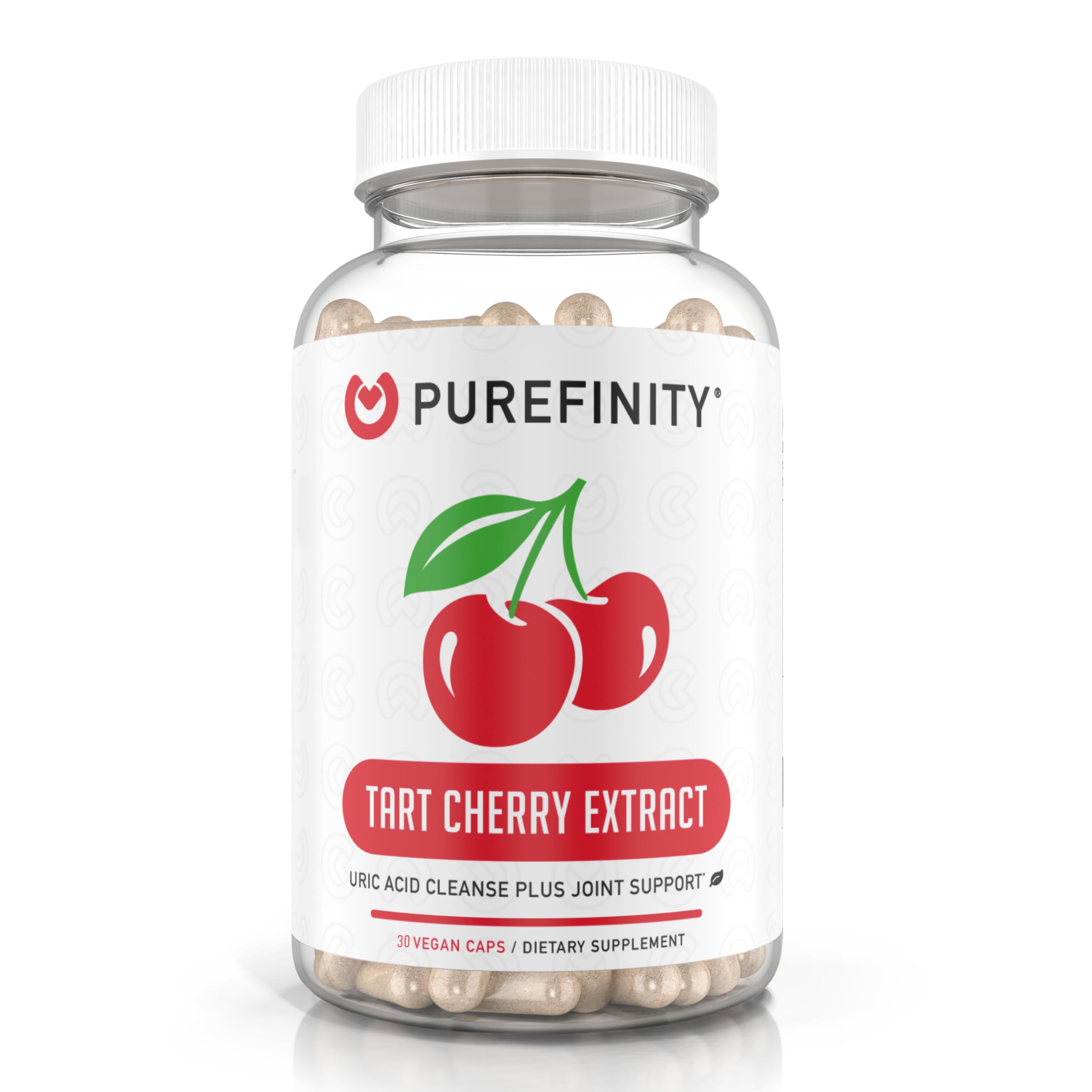 PUREFINITY Tart Cherry Capsules – Uric Acid Flush & Cleanse to Support Joint & Muscle Comfort with Raw Extract, Non-GMO, Gluten Free, Vegan – 30 Count (1 Month Supply)
