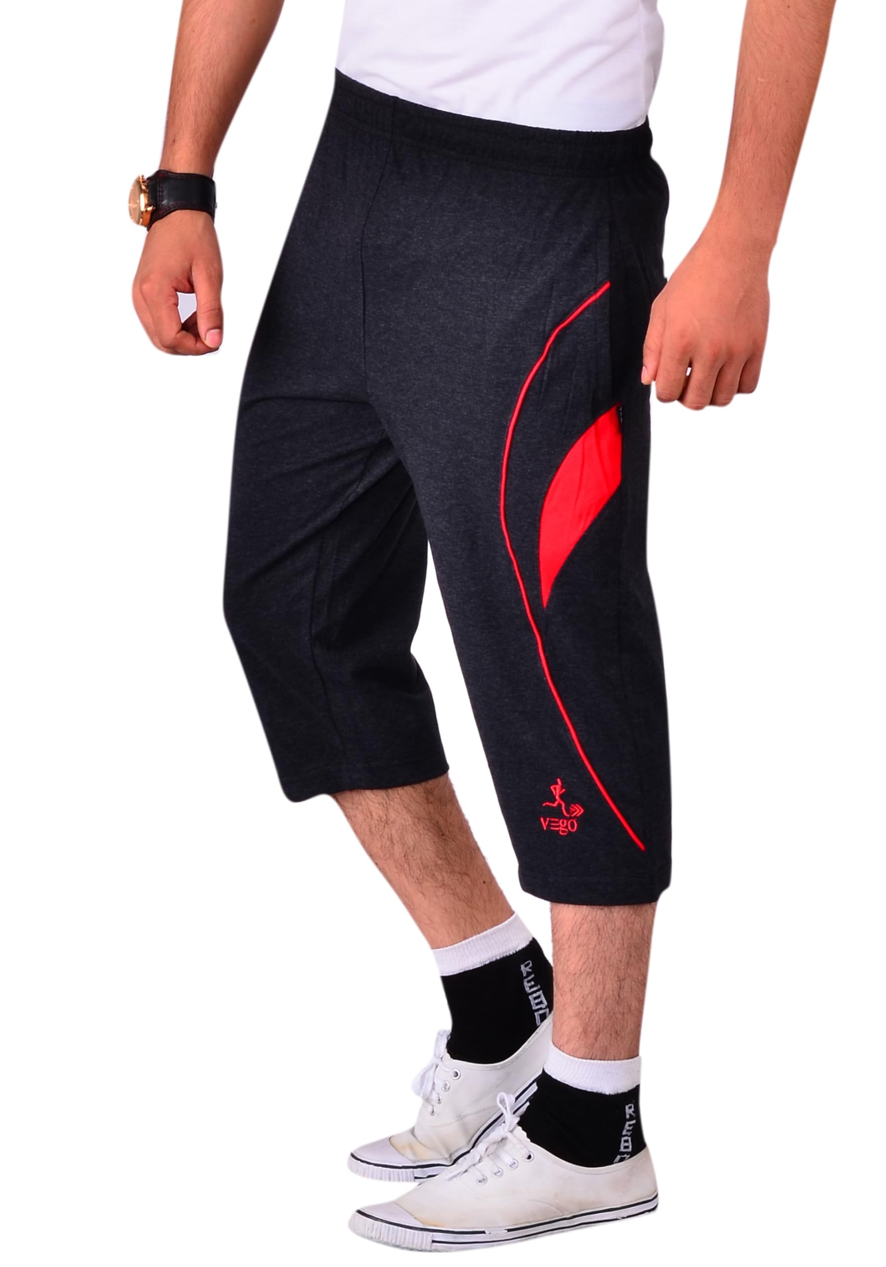 Mens Cotton Three by Fourth, 3/4, Capri, Three Quarter Pant Charcol Plus Size