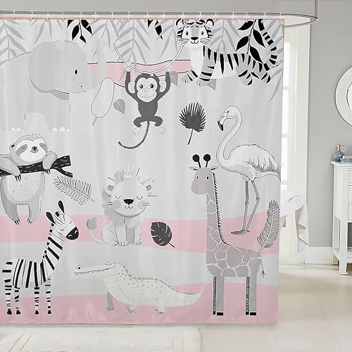 Miniatura 9 de Castle Fairy Cortina de baño hippie floral retro de los años 70 y 60, cortina de ducha de verano para niños y niños, tela impermeable con ganchos