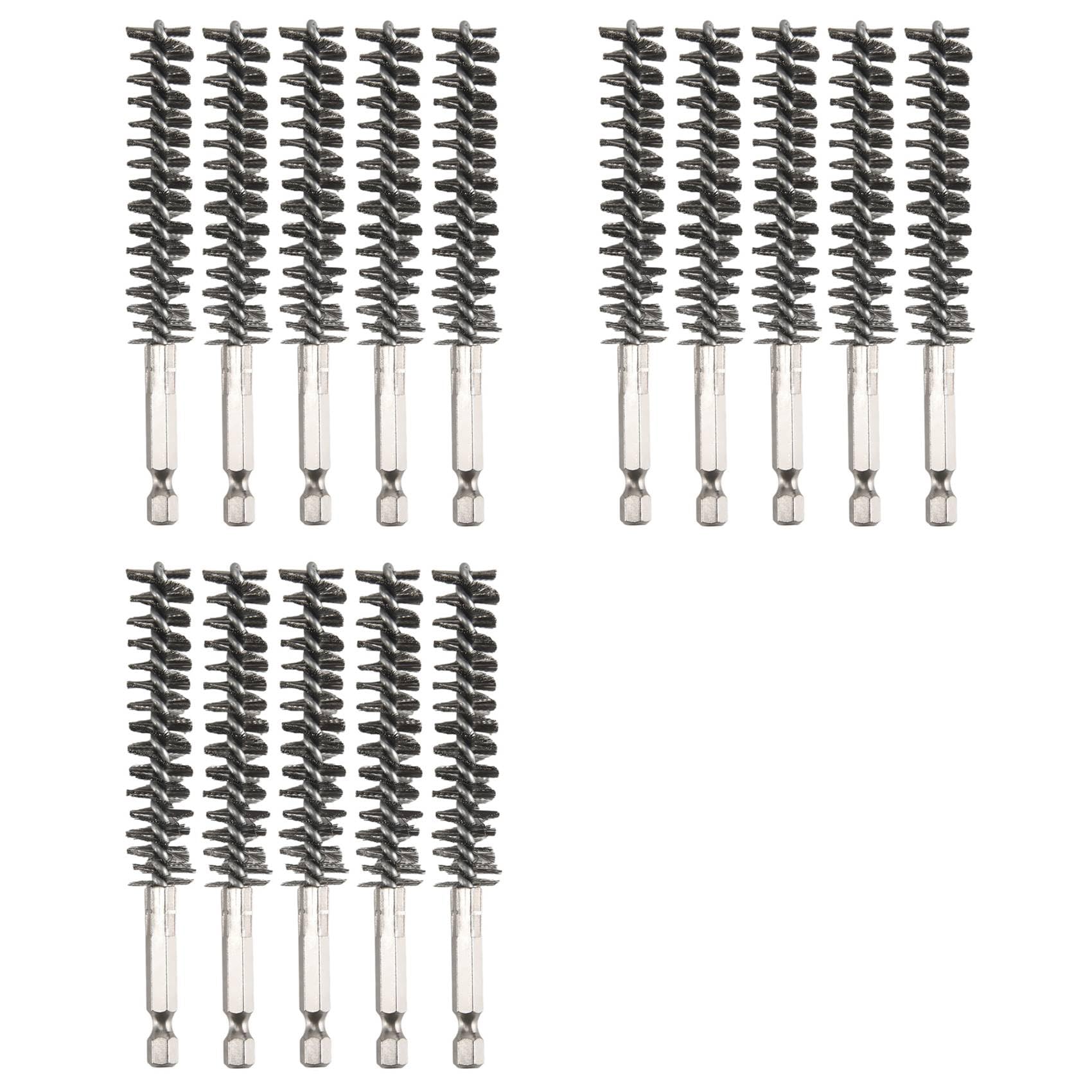 Jnchdghwa 15X Stainless Steel Bore Brush Wire Brush for Power Drill Cleaning Wire Brush Stainless Steel Brush with Hex Shank