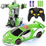 FDJ Remote Control Car - Transform RC Cars, 2.4Ghz 1:18 Scale Transforming RC Drift Car with Flashing Lights, One Key Deformation 360 Degree Rotating Drifting Remote Control for Boys Age 4-7 8-12