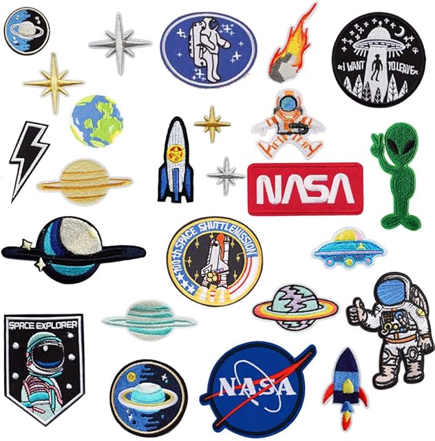 MIWIND 25 szt. naszywki kosmiczne planety rakieta układ słoneczny astronauta łatki haftowane modne aplikacje do odzieży naszyty motyw aplikacja
