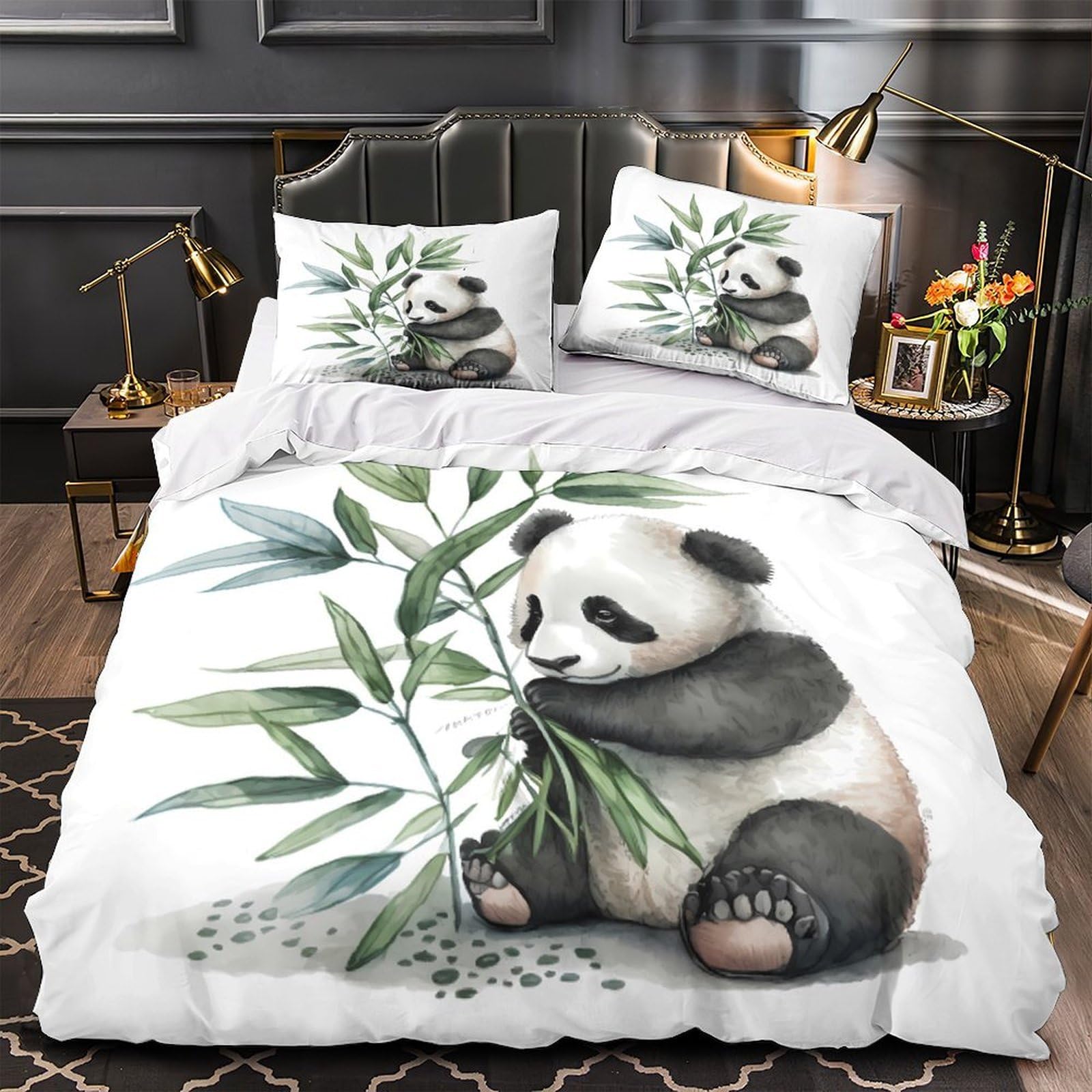 Drap de couette Panda aquarelle pour sublimer la décoration d'une chambre d'amis chaleureuse