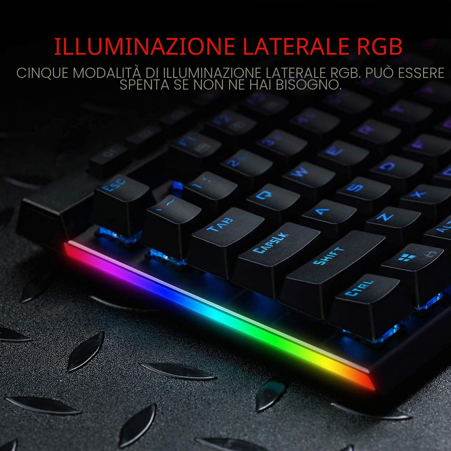 Redragon K580 VATA RGB Retroilluminato Tastiera di Gioco, 104 Tasti con Interruttori Marroni, Personalizzabile RGB Retroilluminato, 5 Tasti Macro a Bordo e Pannello di Controllo Dedicato, US Layout