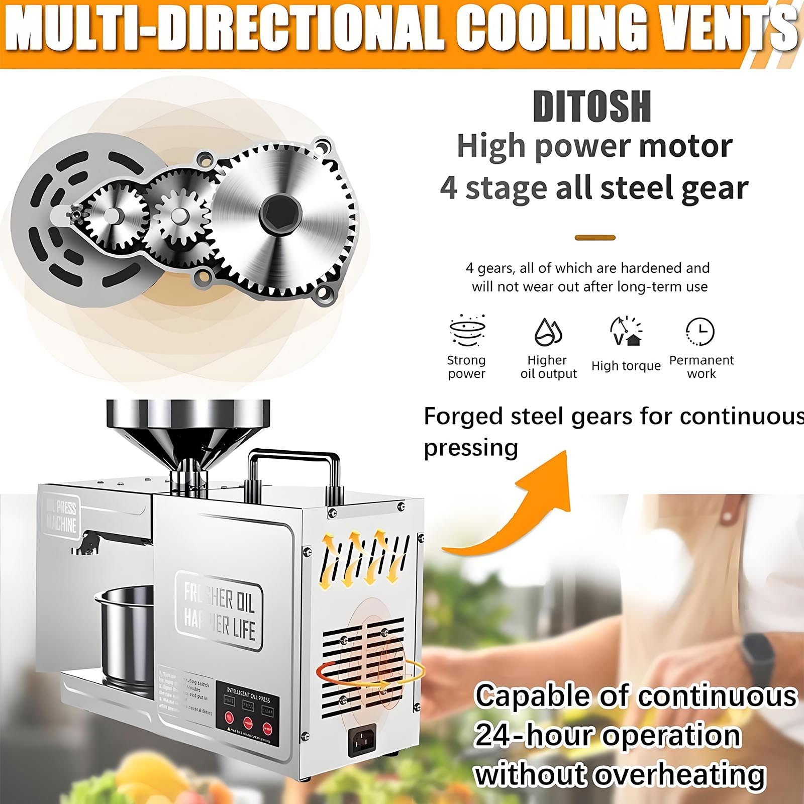820w Digitalanzeige Haushalt KüChe-Home Commercial,Intelligente Elektrische öLpresse Aus Edelstahl,Familie öLextraktor-Gesunde öLpresse Maschine FüR Sonnennkerne Erdnuss Sesam Raps