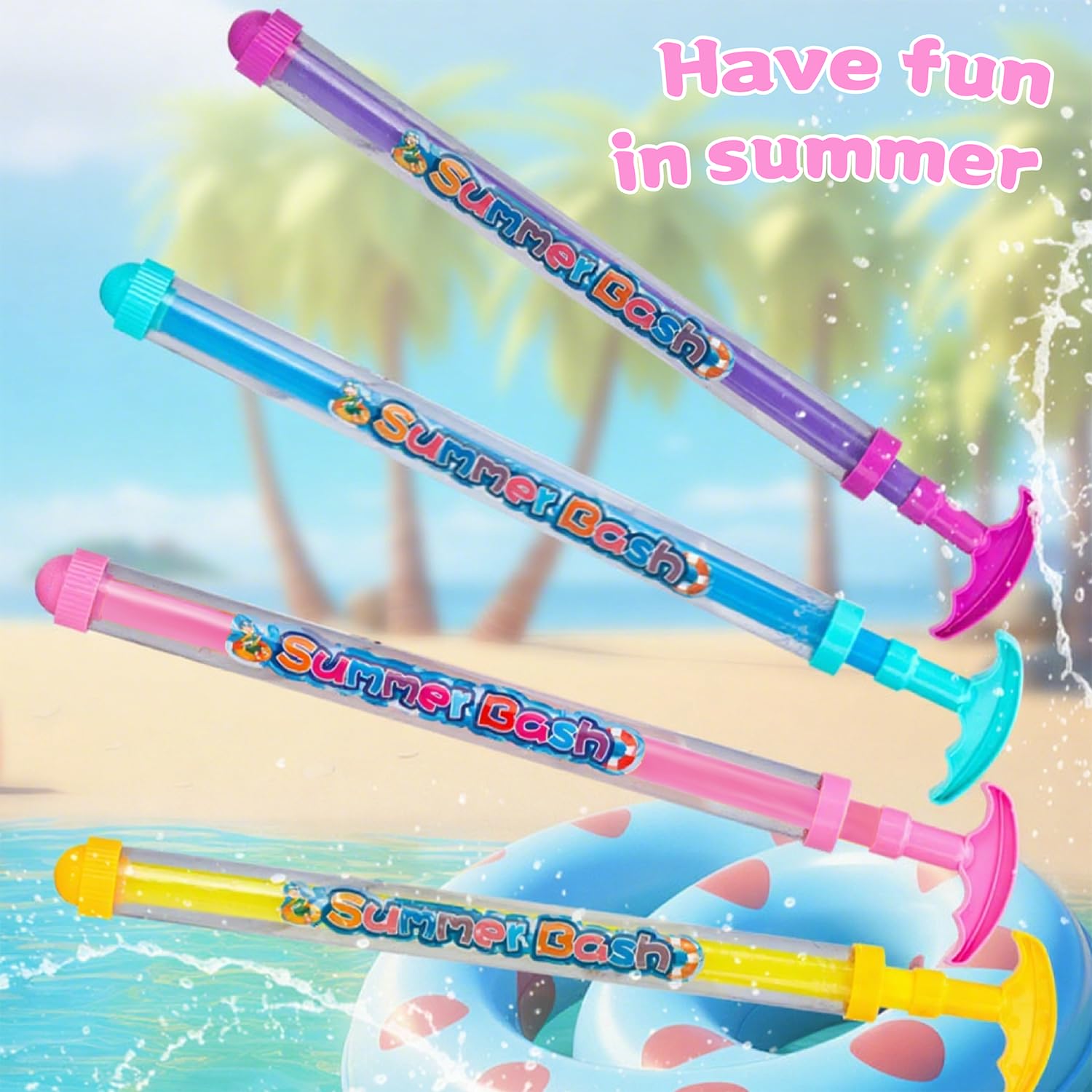 Set 4 Pistolets à Eau Effet Feu D'artifice – Jouet Aquatique Romantique – Piscine, Plage, Fêtes – Cadeau D'été Pour Enfants