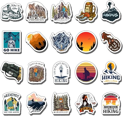 GOLEEX Paquete de 20 calcomanías de vinilo impermeable para adolescentes niños excursionistas y adultos regalos para amantes de la aventura