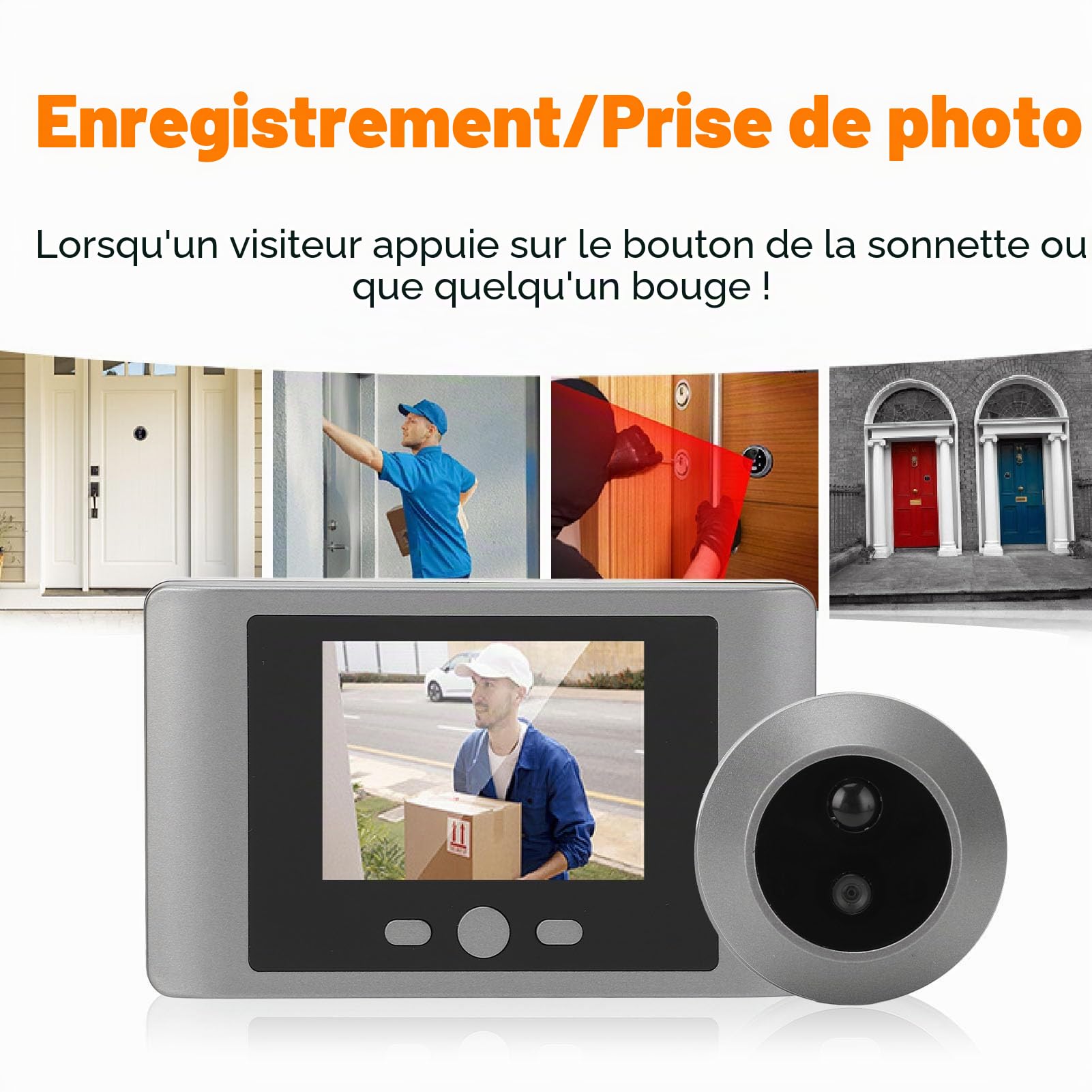 SEAFRONT Judas électronique Sonnette PIR Détection De Mouvement Numérique Judas Caméra Nuit Vue 2.8 Pouce LCD Visionneuse De Porte