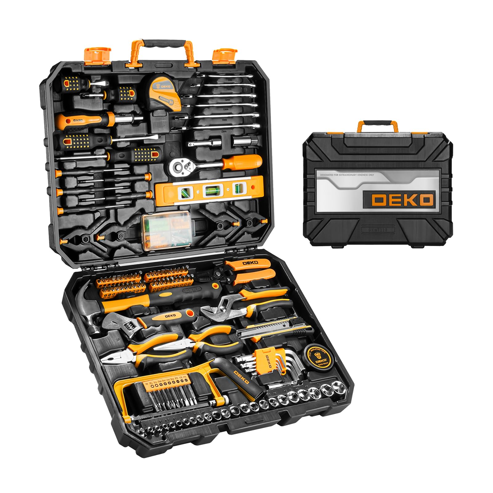 DEKO Home Tool Kit Set 228 Pieces Tool Box with Tools Included Socket Wrench Auto Repair Tool Hand Tool Sets for Home