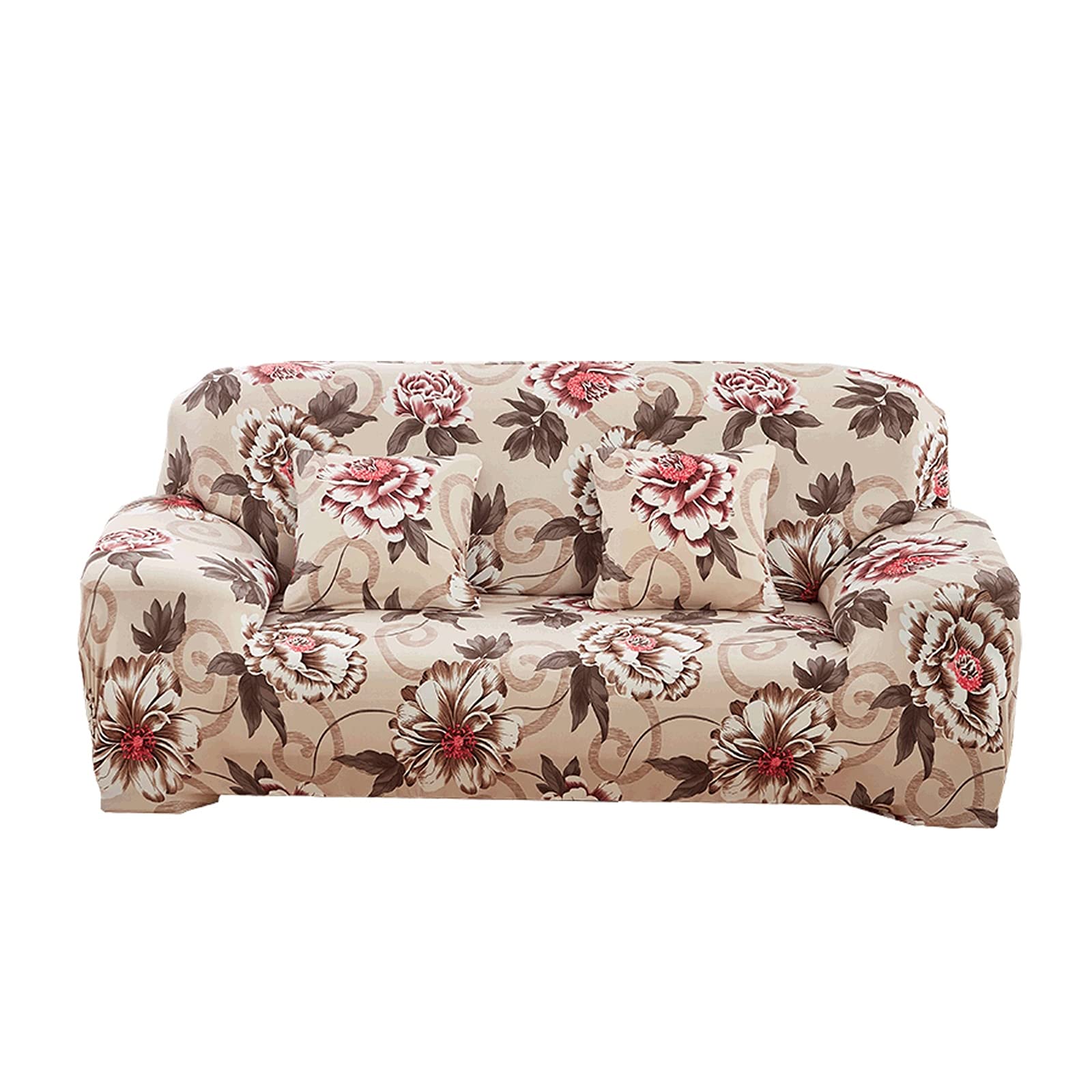 Housse de canapé fleur de pivoine grand salon chaleureux pour revêtement de sofa 4 places 235-300cm
