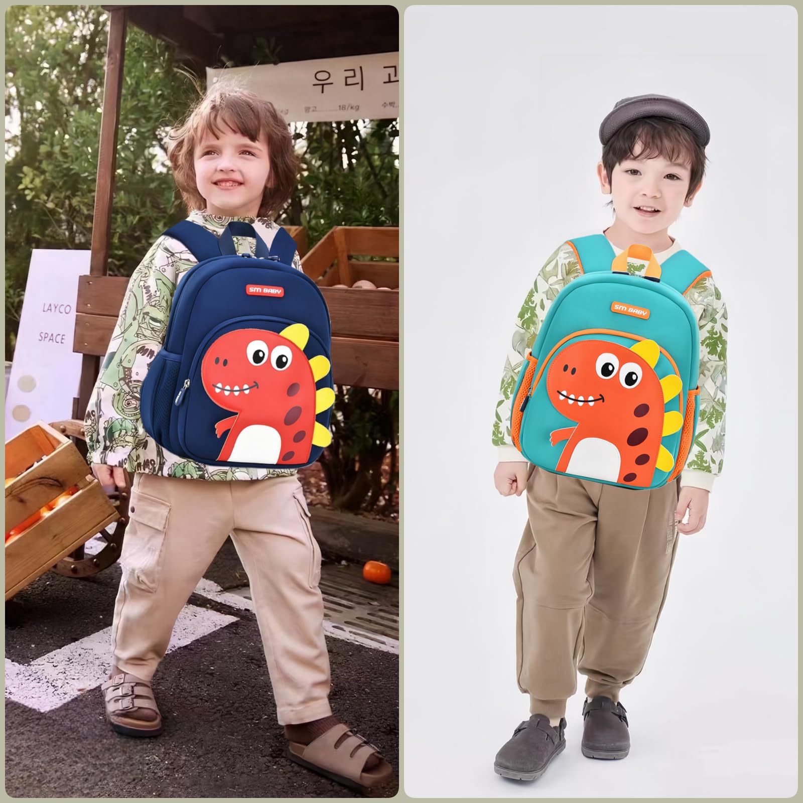 Sac à dos anti-perte pour enfants avec laisse de sécurité - Dinosaure
