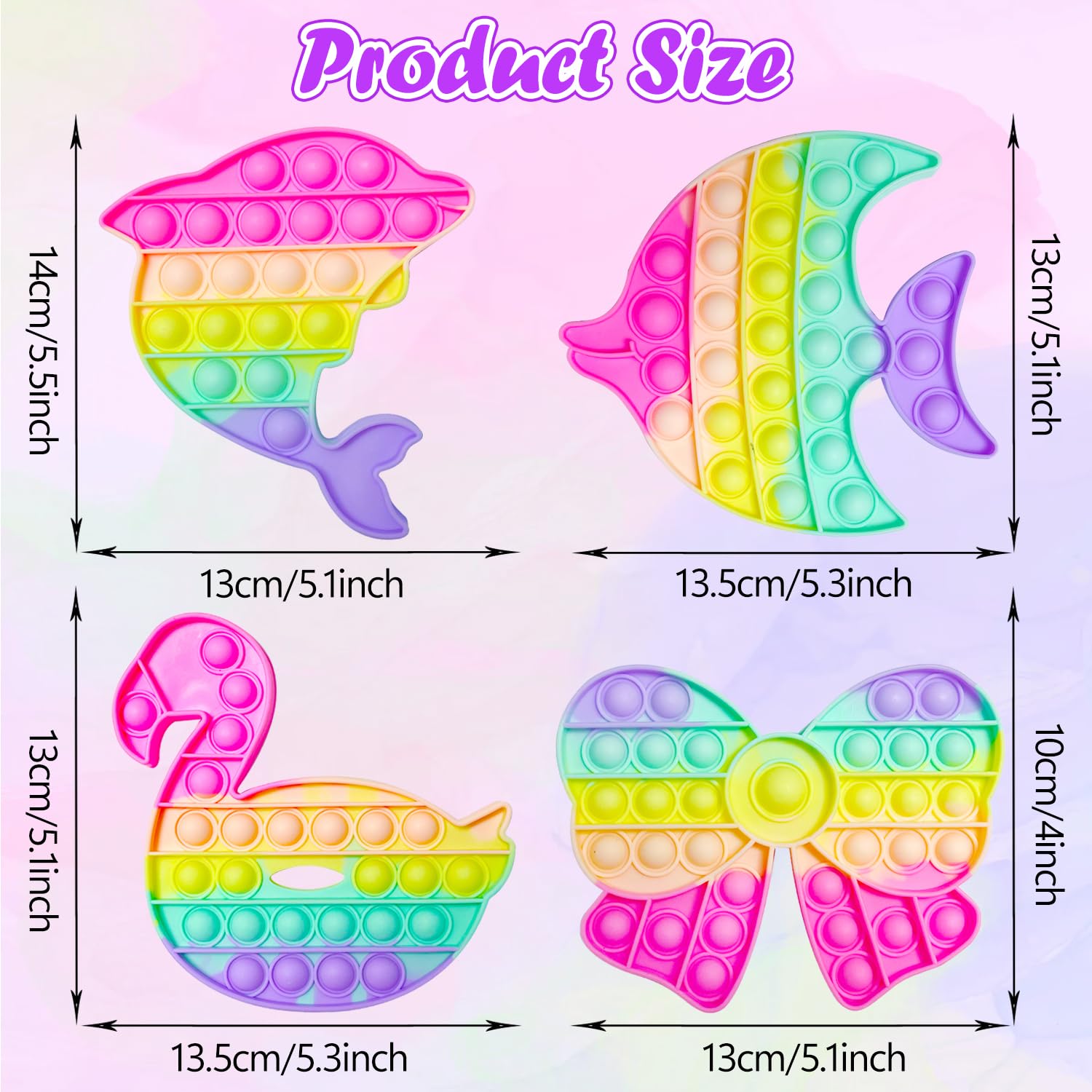 Yeefunjoy Push IT and POP Bubble, zestaw 4 zabawek Poppit Pop Fidget, zabawka sensoryczna, redukuje stres, prezent urodzinowy dla dorosłych i dzieci, aby złagodzić lęk i autyzm