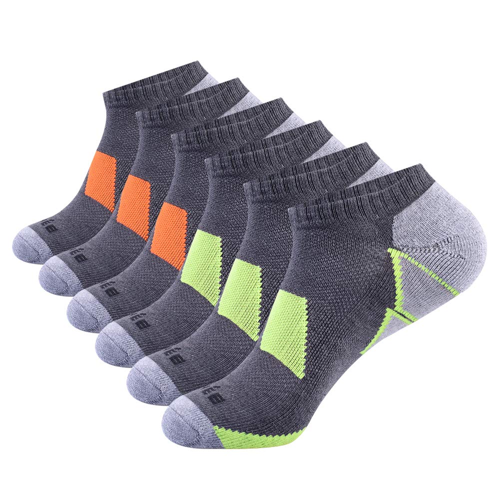 JOYNÉE Paquete de 6 calcetines deportivos para correr acolchados de corte bajo para hombre