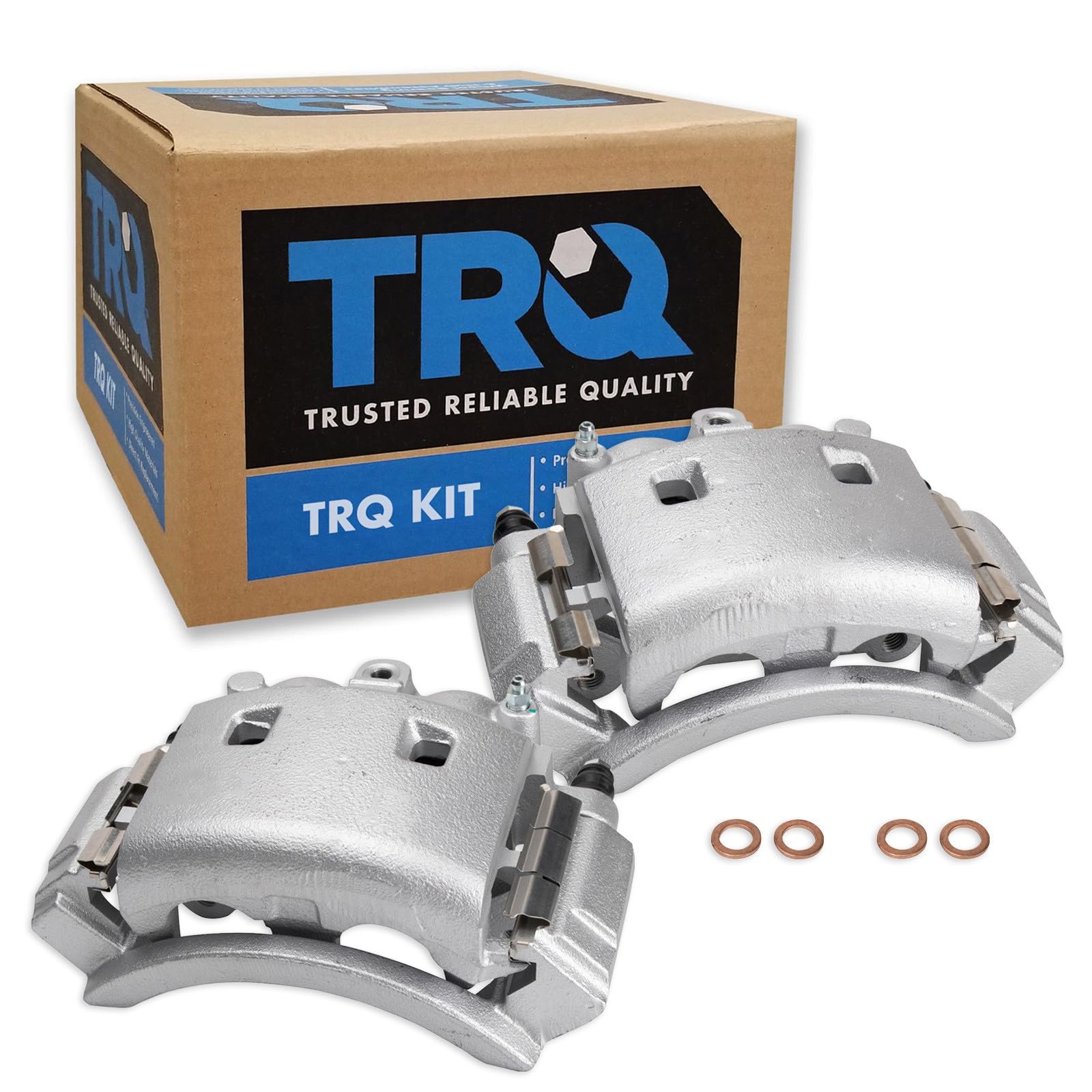 TRQ Rear Brake Caliper Set Zinc Coated Brackets