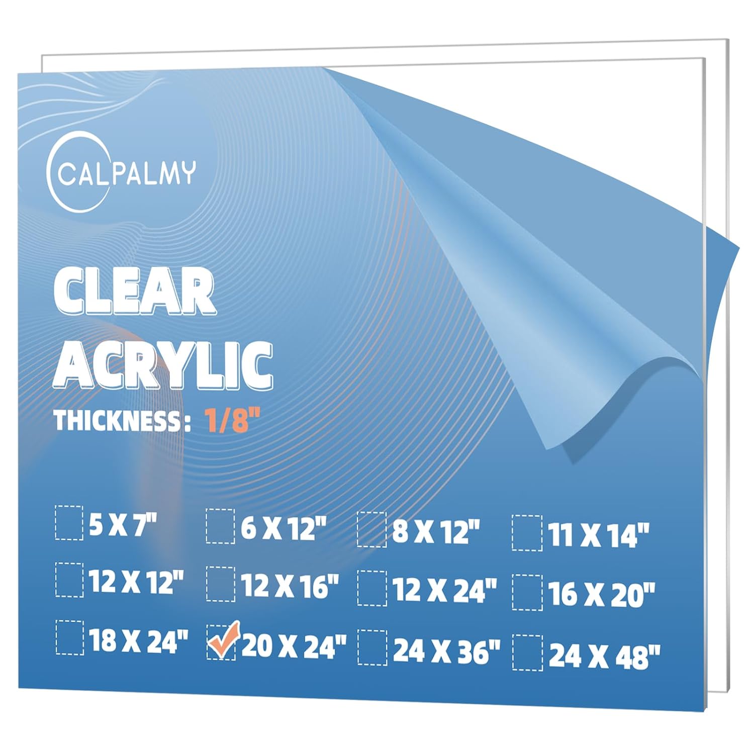 CALPALMY (2 Pack) 1/8" Thick Clear Acrylic Sheets - 20" x 24" Pre-Cut Plexiglass Sheets for Craft Projects, Signs, Display Cases, Sneeze Guard and More - Cut with Engraver, Power Saw or Hand Tools 20"x24", 1/8" Thick Clear 2