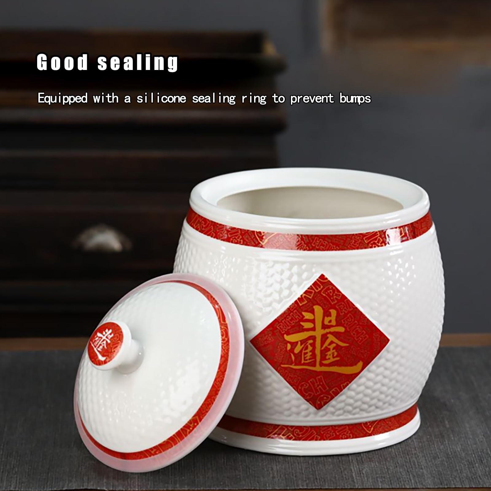 Barattolo Di Riso Contenitore Di Tè In Ceramica Design Nappa Con Coperchi Bottiglia Di Porcellana In Stile Cinese Cereali Distributore Di Cibo Classico Contenitore Di Porcellana Per Cibo Per Chicchi(C