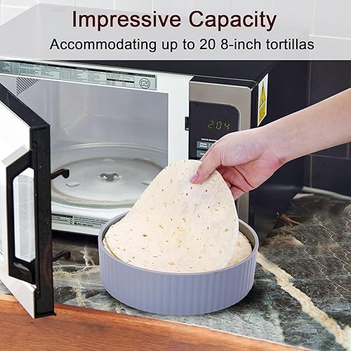 Miniatura 3 de Eichzer Calentador de tortillas de 8.5 x 2.5 pulgadas, soporte de tortilla premium para hogares y restaurantes, recipiente de tortilla para mantener