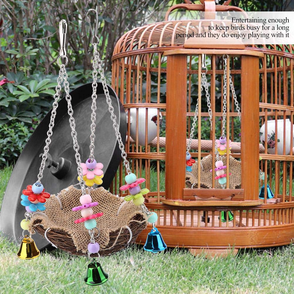Papageien-Hängematte Aus Stroh – Mit Acrylkette, Spiel- Und Ruheplatz Für Vögel, Nager & Frettchen