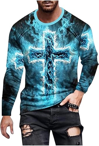 Camisetas de manga larga para hombre, camisetas gráficas divertidas, camisetas de cuello redondo grandes y altas, camisetas deportivas casuales para