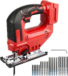 Cordless Jig Saw Compatible with Milwaukee 18V Battery, Jigsaw Cut Off Tool with 4 Orbital Settings, 20pcs Jigsaw Blades, Electric Jig Saw Max Cutting Depth 135mm, 45°Bevel Adjustment for Wood Plastic