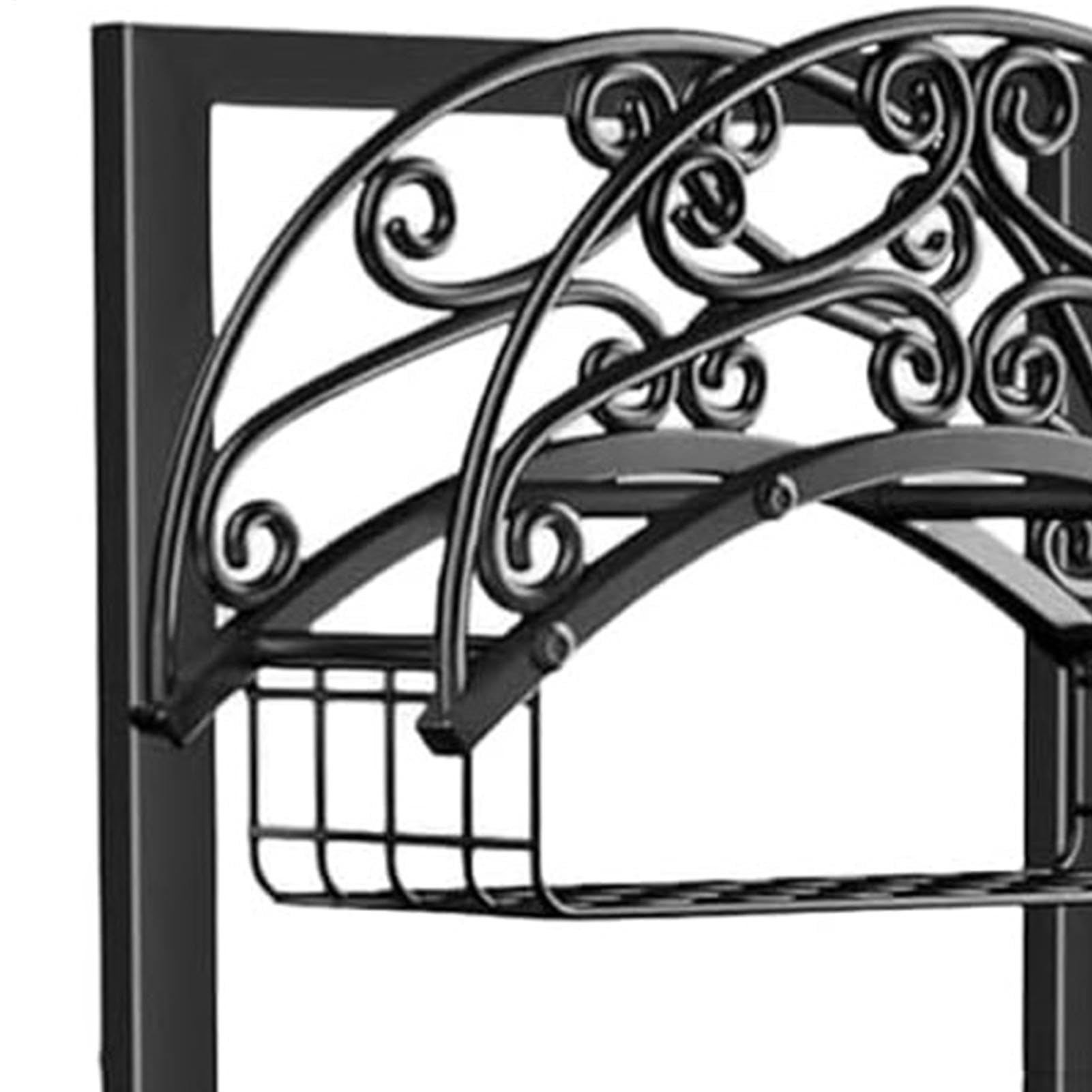 Soporte de manguera resistente y estable con cesta de almacenamiento