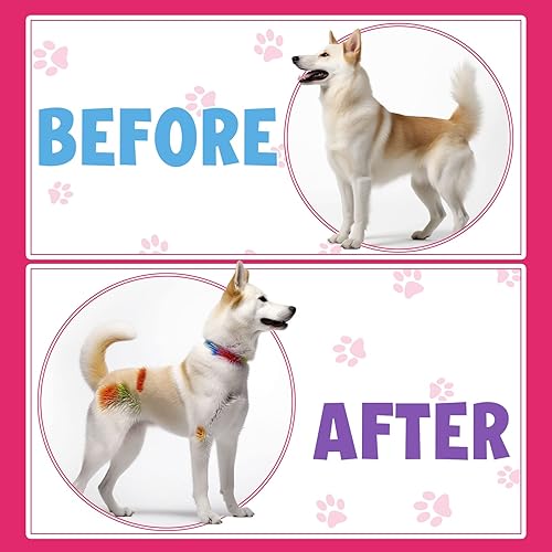 Miniatura 5 de Dreamon Tinte temporal para el pelo del perro, 14 colores, crayones de color para el pelo de las mascotas para perros con libro de tinte para el