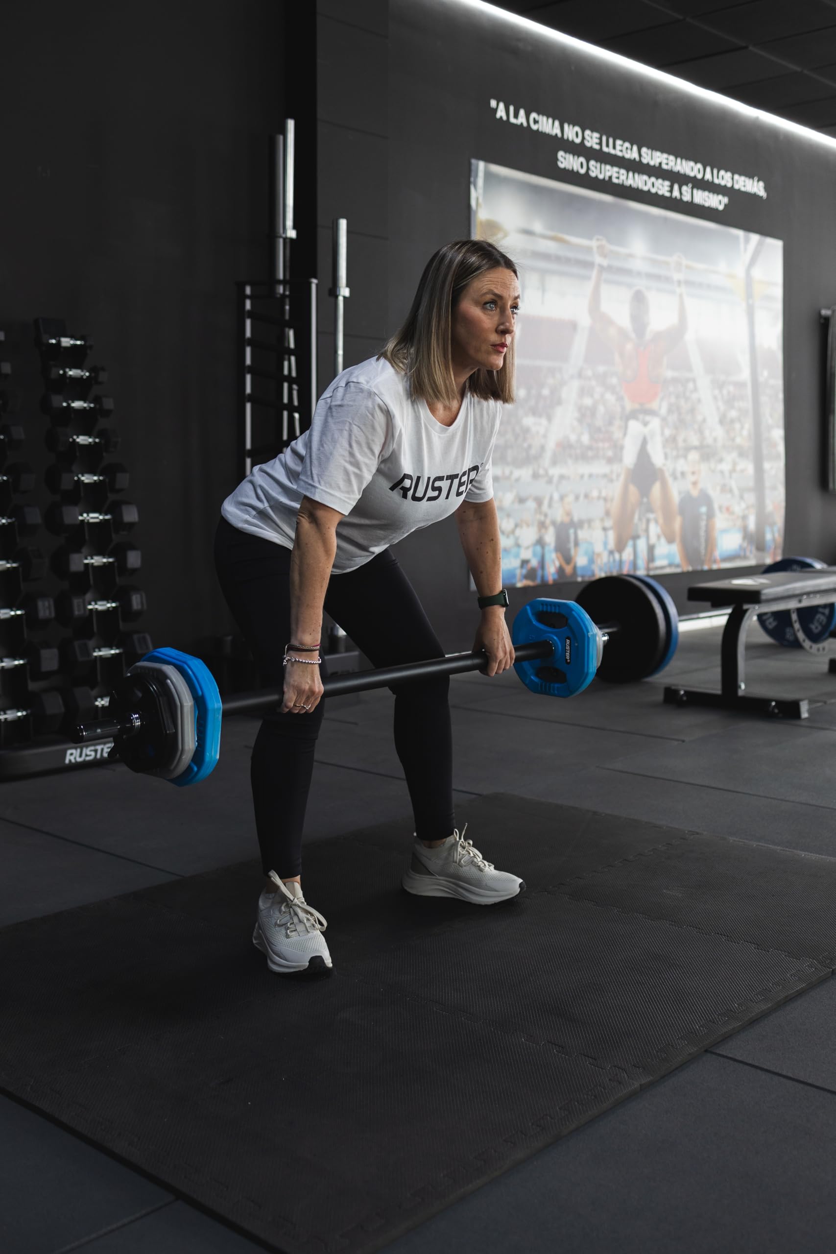 RUSTER Set Pump HE - Barra Pesas Ajustables para Body Pump con Discos de Goma 20kg - Set Completo con Barra 140cm y 6 Pesas de 1,25kg a 5kg - Ideal para Entrenamiento de fuerza y Rehabilitación