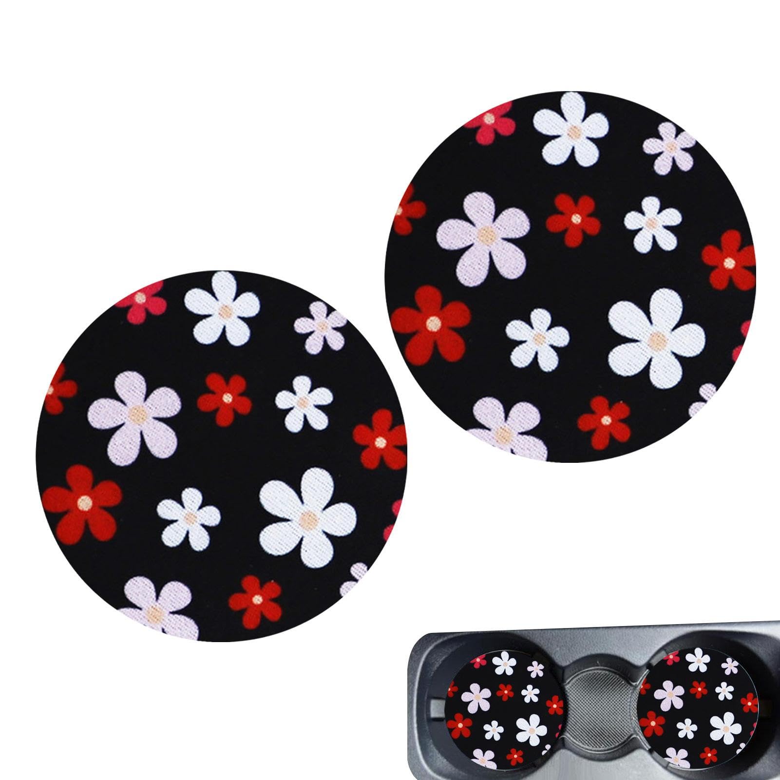 Geruwam Car Water - Drink Car Pad Auto Cup Coasters, Non-Slip Floral Coasters For Car Cup Holder, Portable Car Coaster, Coffee Coaster, Desk