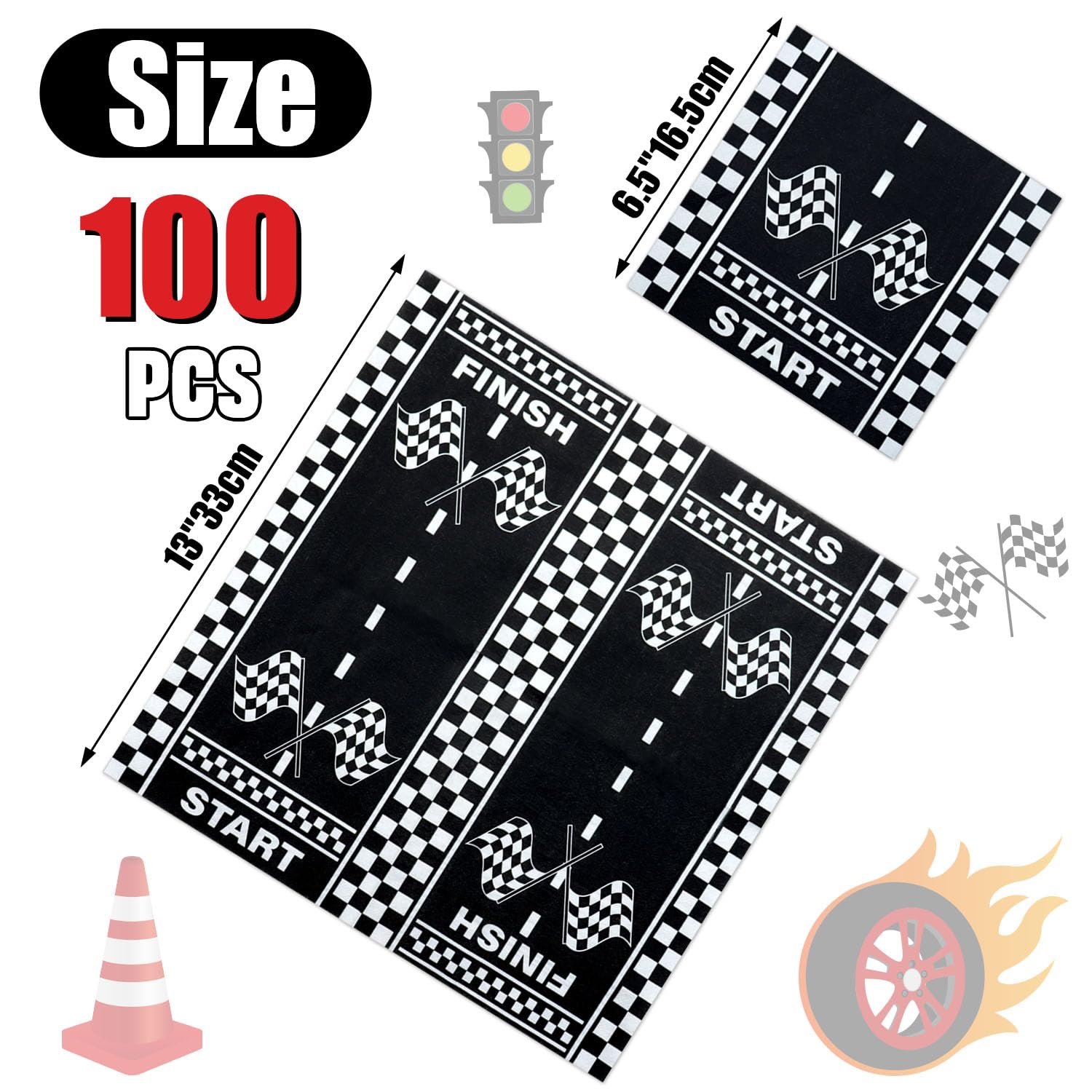 XJLANTTE 122 stuks feestdecoraties voor de 2e verjaardag van twee snelle raceauto's, raceauto's, servetten, tafelkleden voor raceauto's voor kinderen, voor 40 gasten (twee sets fas-40