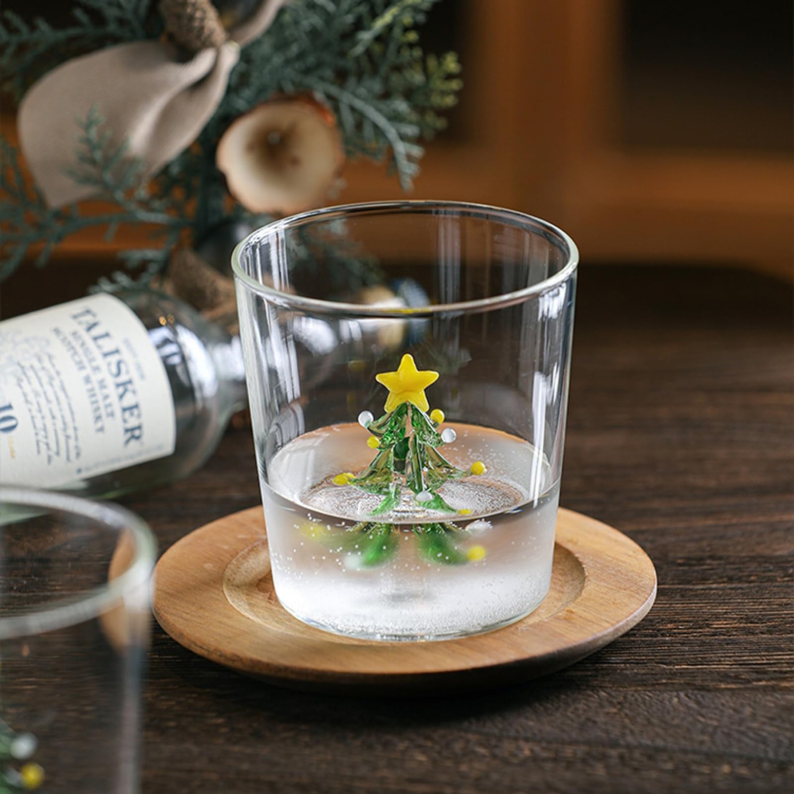 Kalttoy Eleganti bicchieri da vino di Natale Albero di Natale Tazza di vetro Decorativi Bicchieri da vino per regalo di festa Tazza di vetro Albero di Natale Calice Festiva-Atmosfera