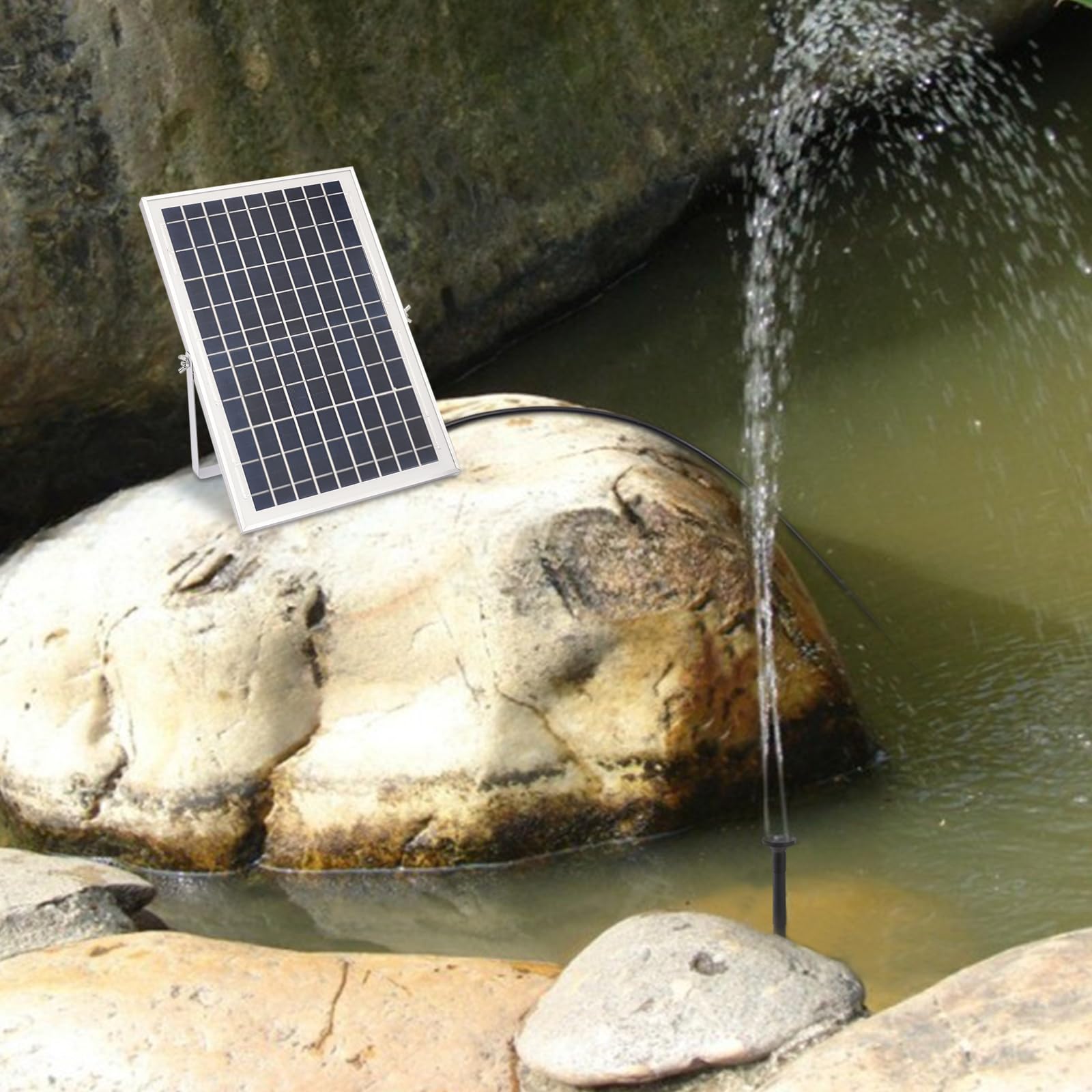 Solarna fontanna, 10 W, solarna pompa do stawu z akumulatorem, 1000 l/h, solarna pompa wodna do ogrodu, gier wodnych, kąpieli dla ptaków