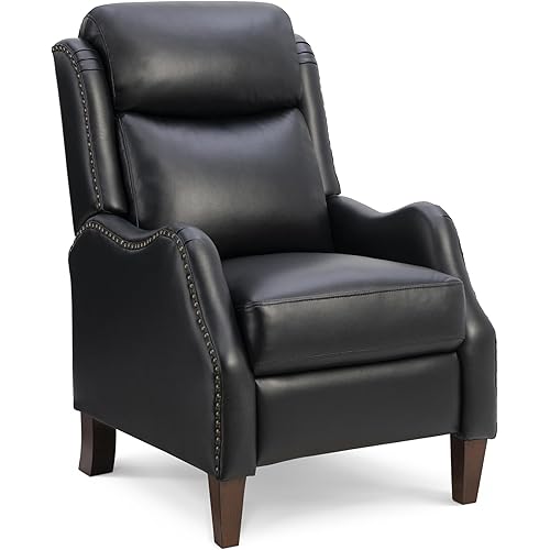 Leather Pushback Recliner Faux Armchair with Rivet Decoration Single Sofa Accent Chair for Living Room Bedroom