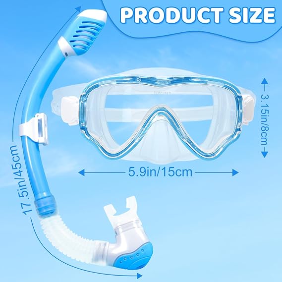 Snorkeling Gear for Kids 3-14, Anti-Fog Dry Top Snorkel Mask Set, Panoramic Wide View Snorkeling Mask with Adjustable Strap, Swimming Diving Goggles for Youth Children