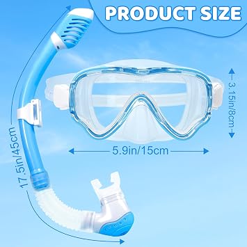 Snorkeling Gear for Kids 3-14, Anti-Fog Dry Top Snorkel Mask Set, Panoramic Wide View Snorkeling Mask with Adjustable Strap, Swimming Diving Goggles for Youth Children