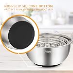 Wildone Mélanger des bols avec un ensemble de lids hermétiques, 5PCS Bols en acier inoxydable pour la cuisine, avec pièces jointes Grater & Bas antidérapants, taille 5, 3, 2, 1.5, 0.63 QT, Idéal pour le mélange & Service