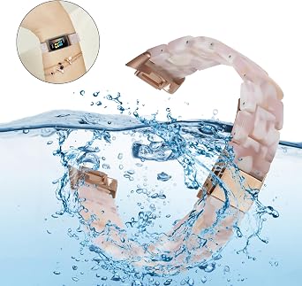 Fitbit Charge 6 / Fitbit Charge 5 ile Uyumlu Reçine Bandı, Paslanmaz Çelik Tokalı Su Geçirmez ve Hafif Bileklik Bilekliği, Fitbit Charge 5/6 Fitness İzleyici Kadınlar için Moda Kayış