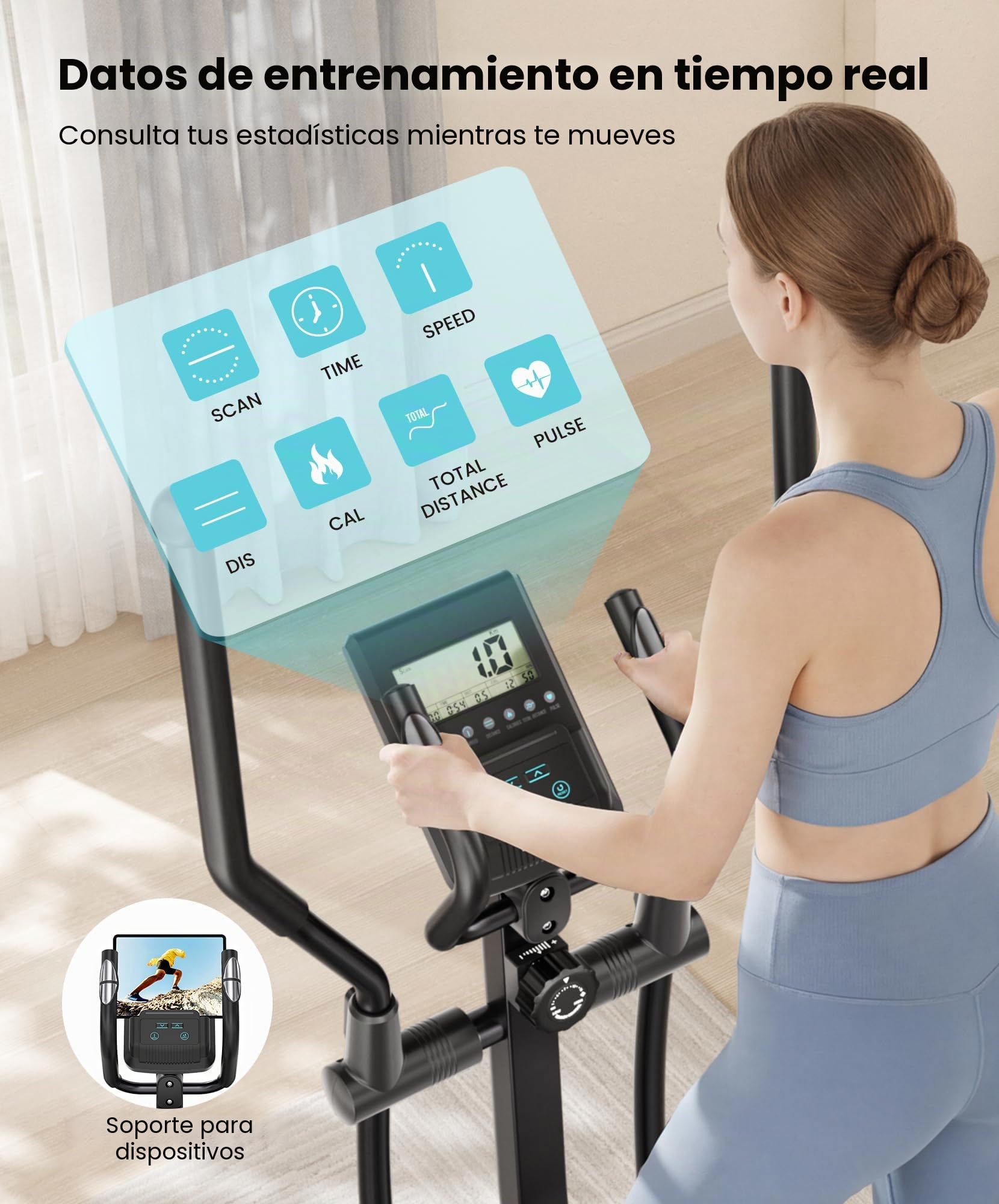 Dripex Bicicleta Elíptica para Casa, Silenciosa con Resistencia Magnética de 16 Niveles, Soporta 120 kg, Monitor LCD, Entrenamiento de Cardio y Cuerpo Completo