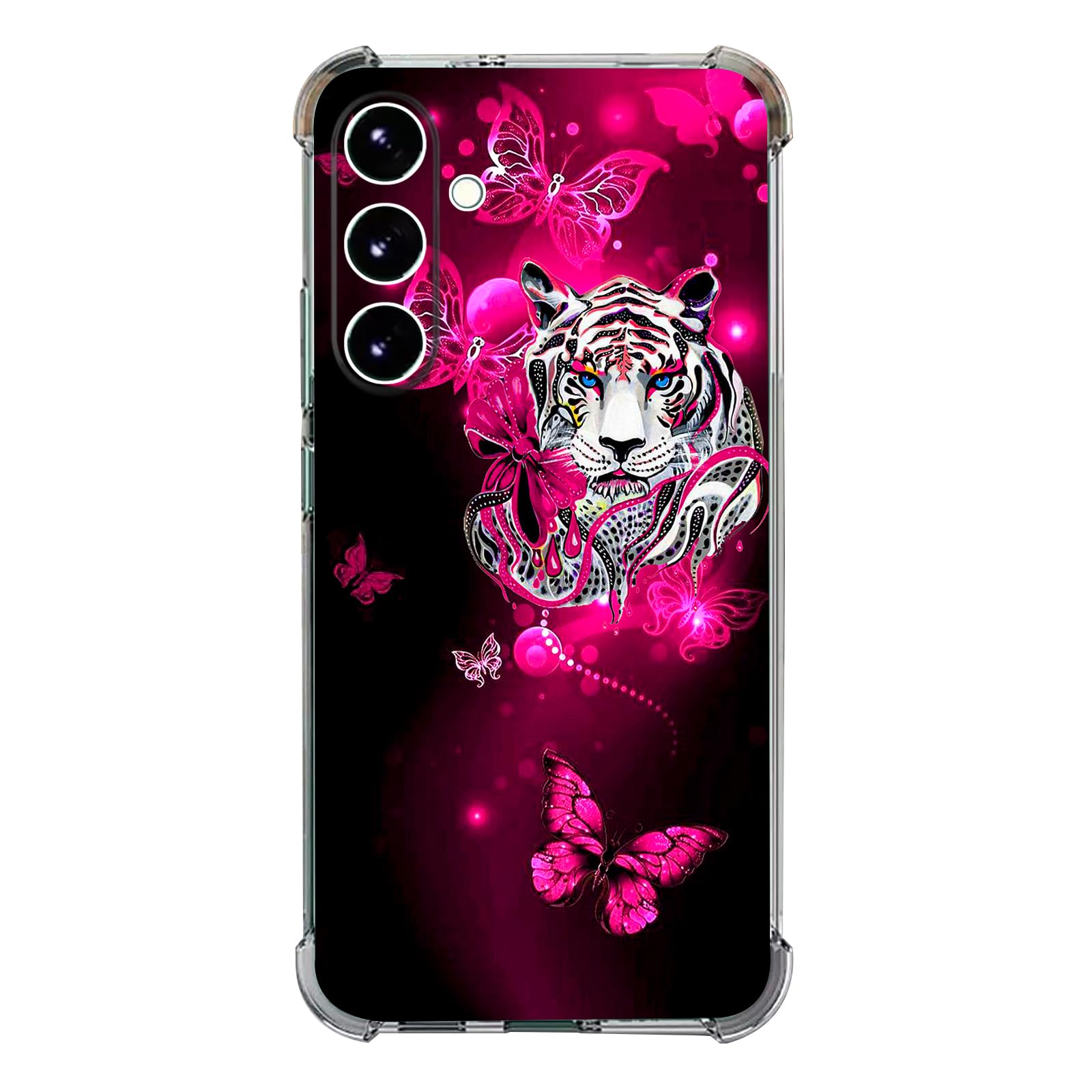 Beaucov Case for Galaxy A36 5G,White Tiger Butterfly Drop Protection Shockproof Case TPU Full Body Protective Scratch-Resistant Cover for Samsung