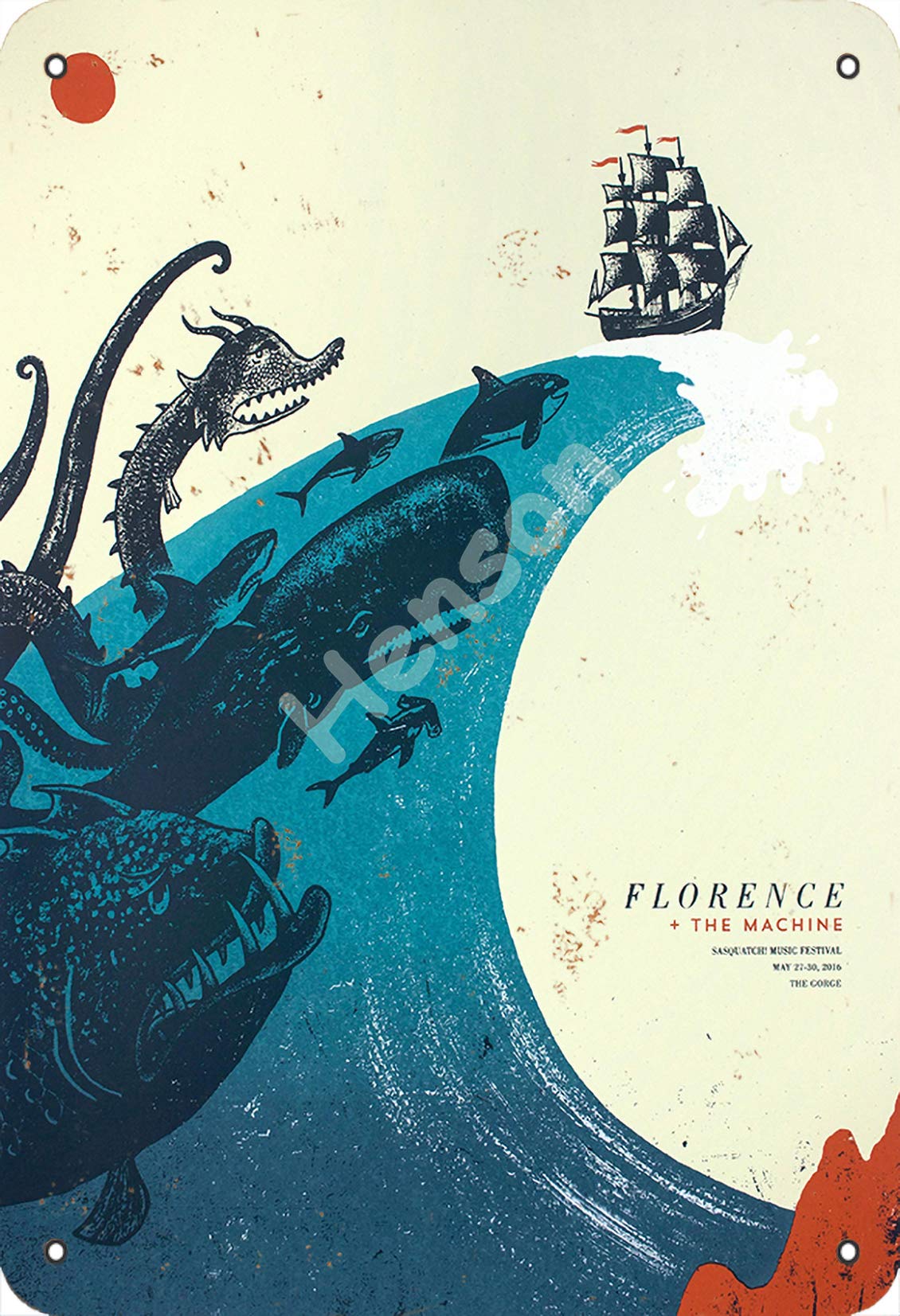 Henson Florence The Machine vintage Tin Sign Logo 12 * 8 inches Advertising Eye-Catching Wall Decoration
