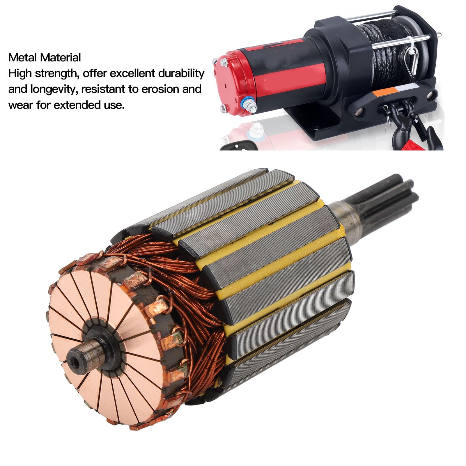 VOBOR Wirnik Silnika Wyciągarki, Wirnik Silnika Wyciągarki DC12V Metalowy, łatwy w Montażu, Wirnik Silnika Wyciągarki do Wyciągarki ATV 3000lb 4X4