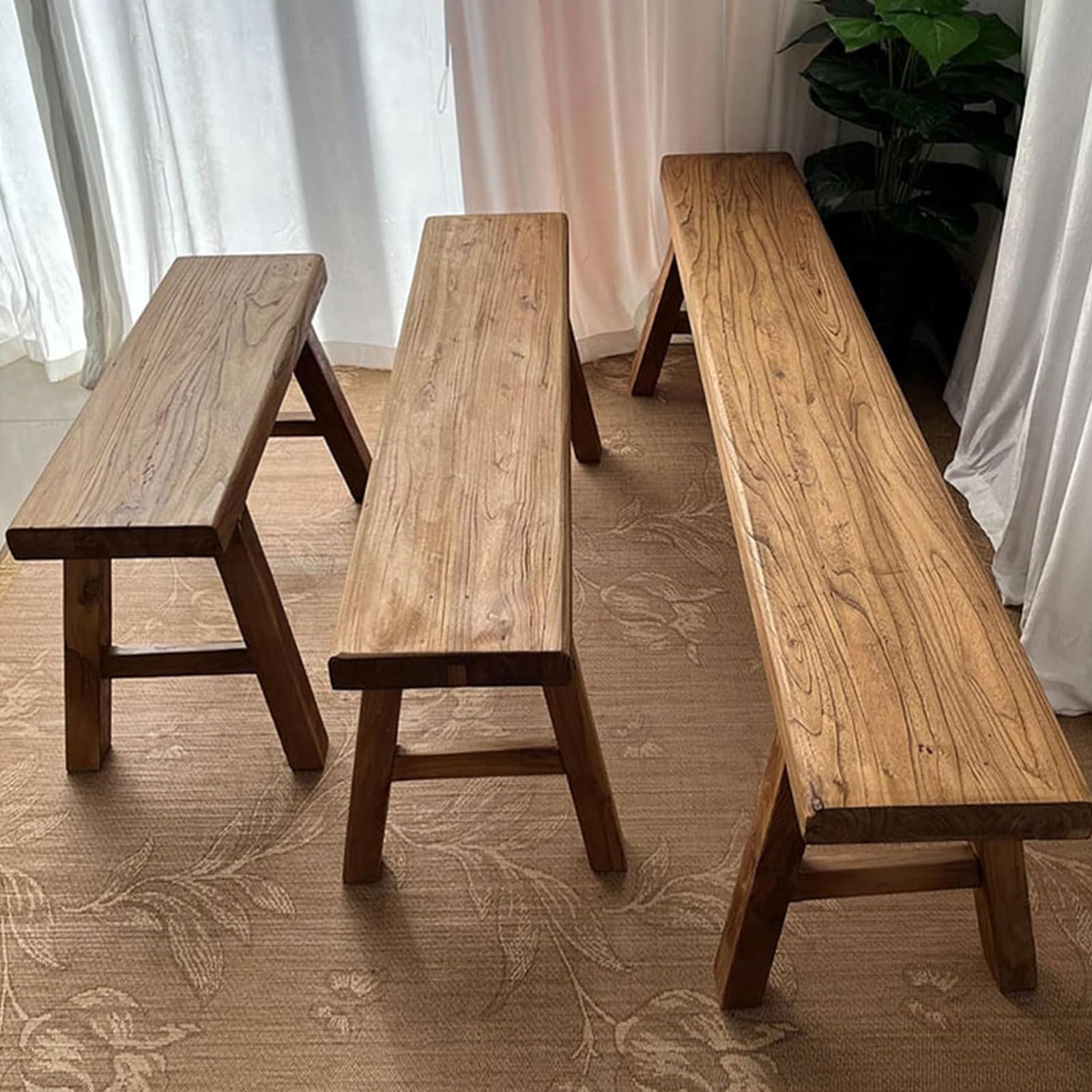 Sitzbank Holz, Gartenbank im Freien, Ärmelloses Design, Einfach zu Montieren, for Wohnzimmer, Haustür, Schlafzimmer(50cm)