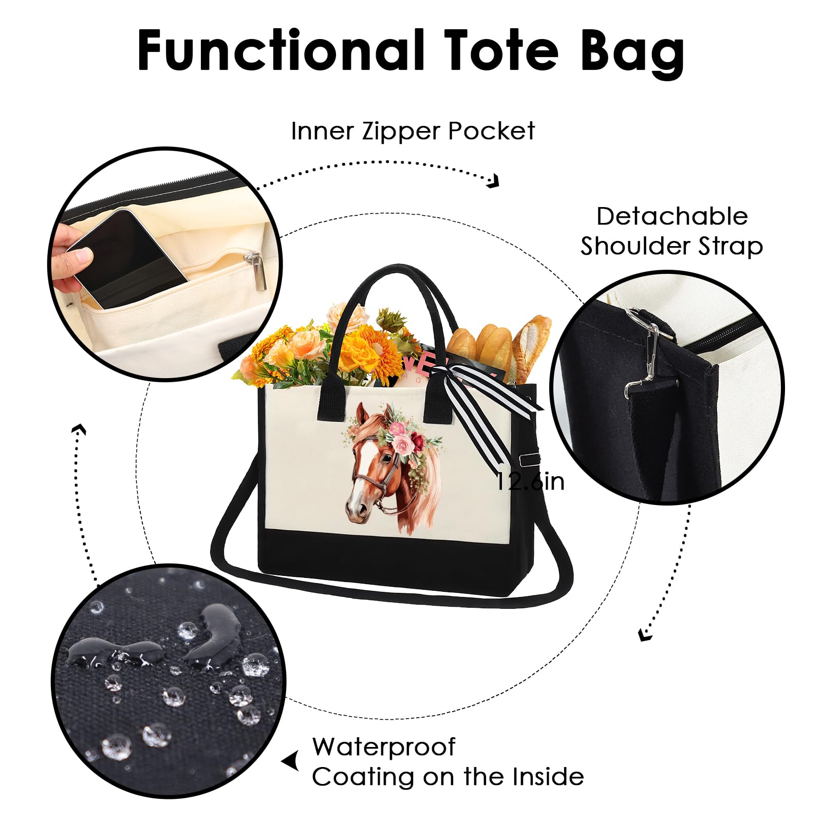 Bolsa de regalo de lona, regalo personalizado para amigos, profesores, mamá, enfermera, bolsa de mano con cremallera y bolsa de maquillaje, juego de dos piezas