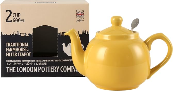 London Pottery Farmhouse Teapot with Infuser, Ceramic, Yellow, 2 Cup (600 ml) [Parallel Imported Product]