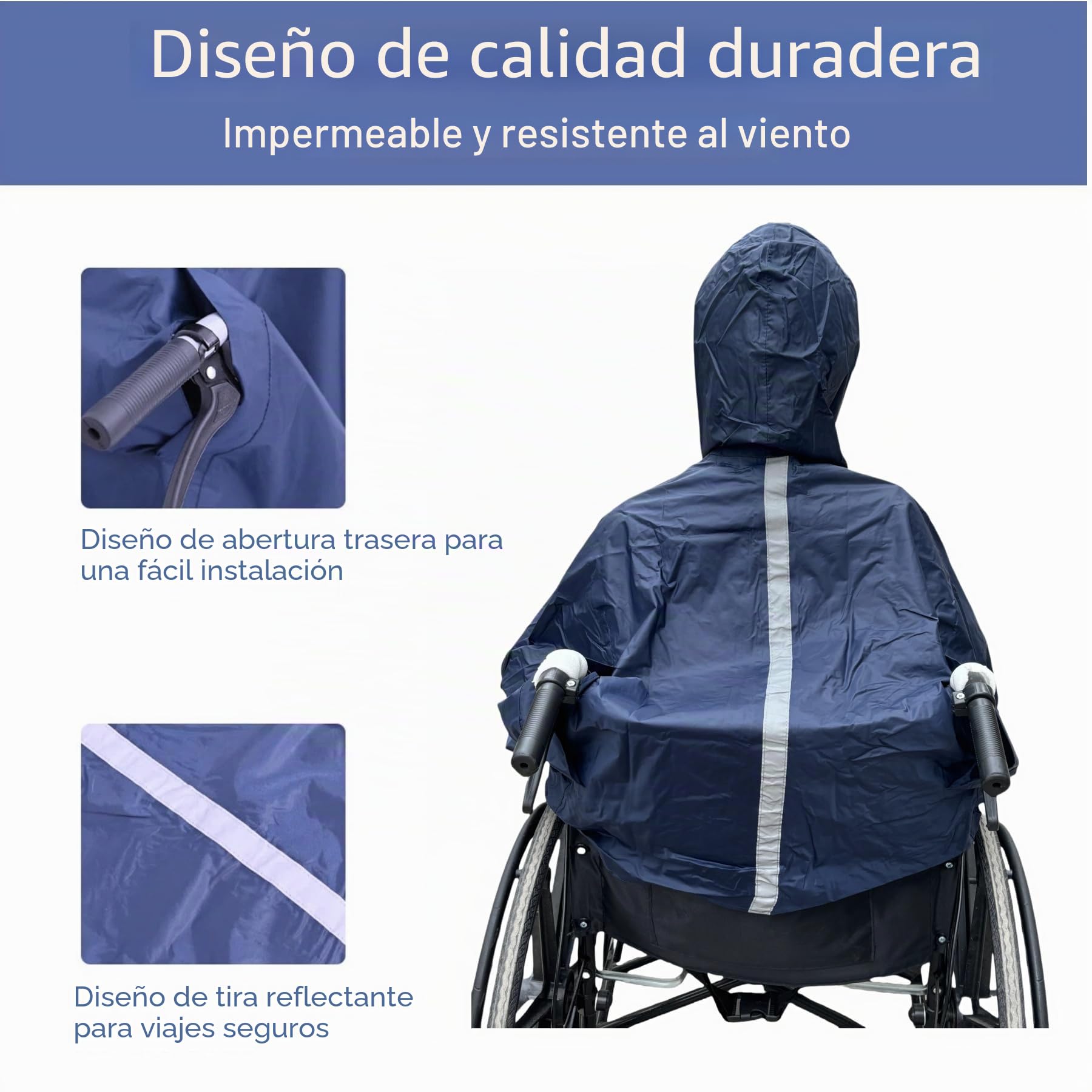 Poncho impermeable para silla de ruedas, capa a prueba de viento para movilidad
