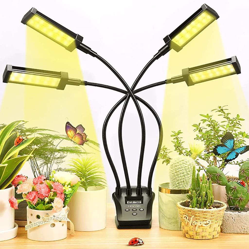 Lámparas LCD para Cultivo de Plantas con Clip de Escritorio,Luces de Planta de Espectro Completo con Temporizador de 0-24 Horas,4 Modos de Cambio,Cuello de Cisne Ajustable