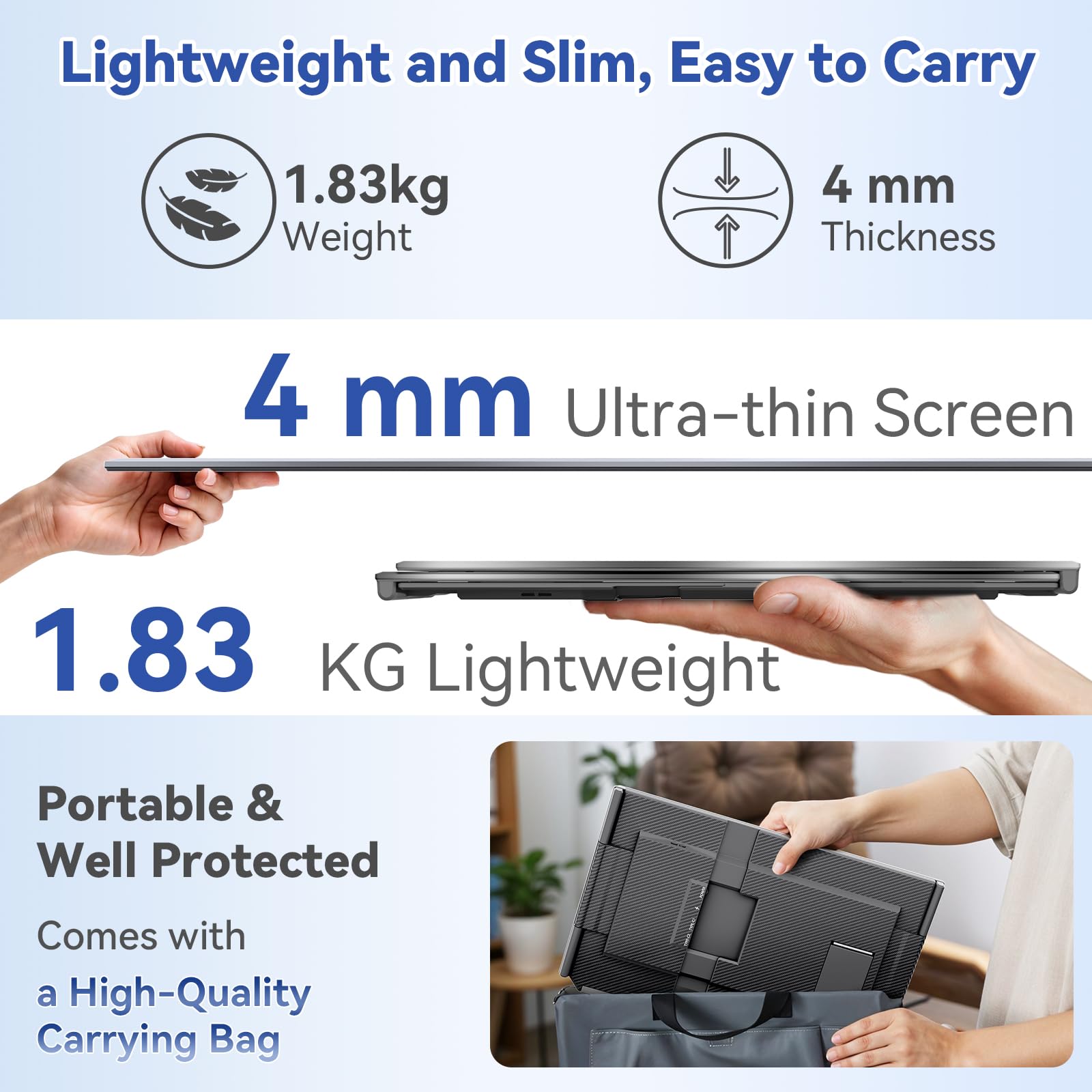 KEFEYA 15,6" 1080P FHD potrójny monitor przenośny monitor Plug and Play przenośny ekran rozszerzeń do Windows, Mac, Chrome, Android, Xbox Laptop Screen Extender z 13,3"-17"